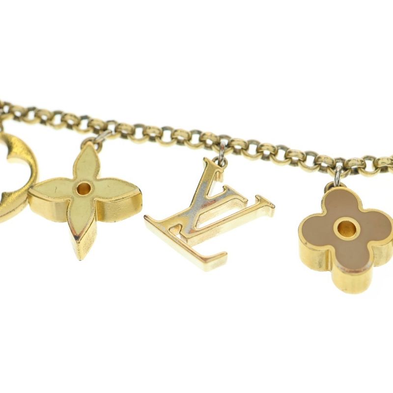 Louis Vuitton Bag Charm Chain Fleur De Monogram Flower Gold/beige M65111
