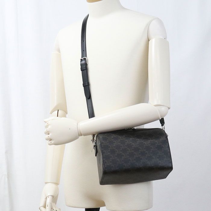 Celine Triomphe Canvas 120502fqm.38si Mini Boston PVC Men's