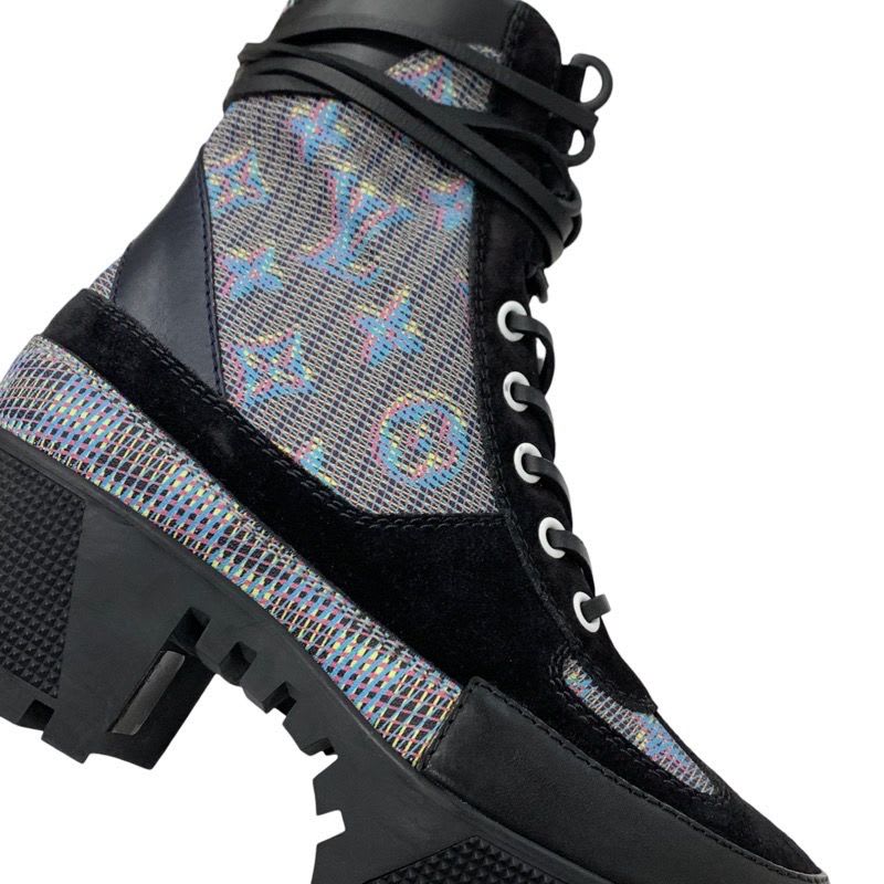 Louis Vuitton Laurie Line Monogram Boots Short Shoes Leather Suede Black