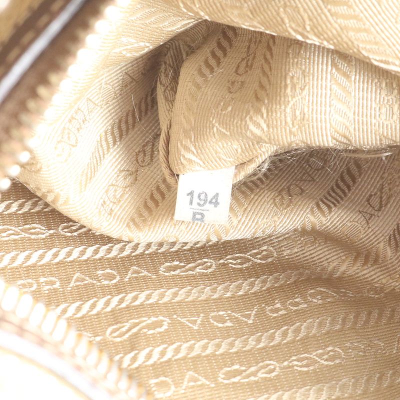 Prada Logo Jacquard Leather Canvas Shoulder Bag Crossbody Hand Genuine Leather