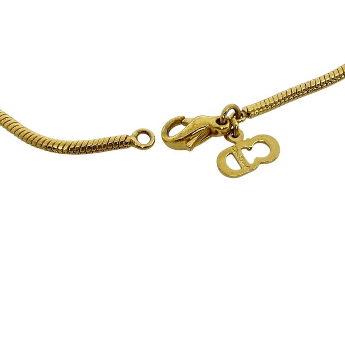 Christian Dior Necklace Jewelry Accessories Logo Circle Oval GP Gold Christian