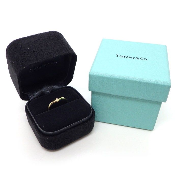Tiffany & Co Tiffany & Co Ring Curved V Wave Band 1 Point Diamond 18K Yellow