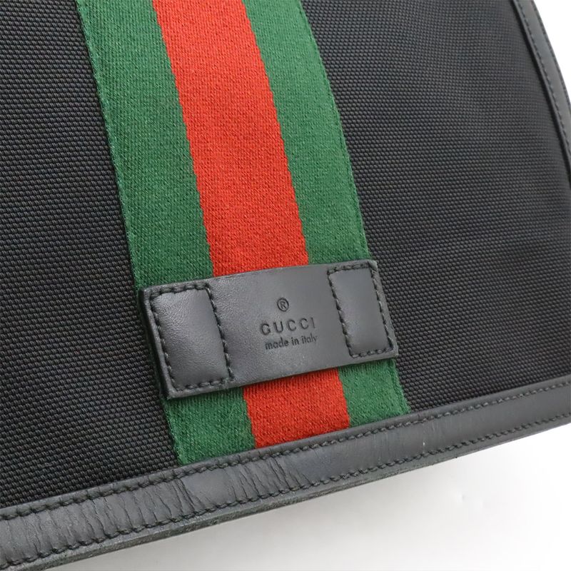 Gucci Web Stripe Sherry Line Messenger Bag Shoulder Bag Nylon Canvas Black