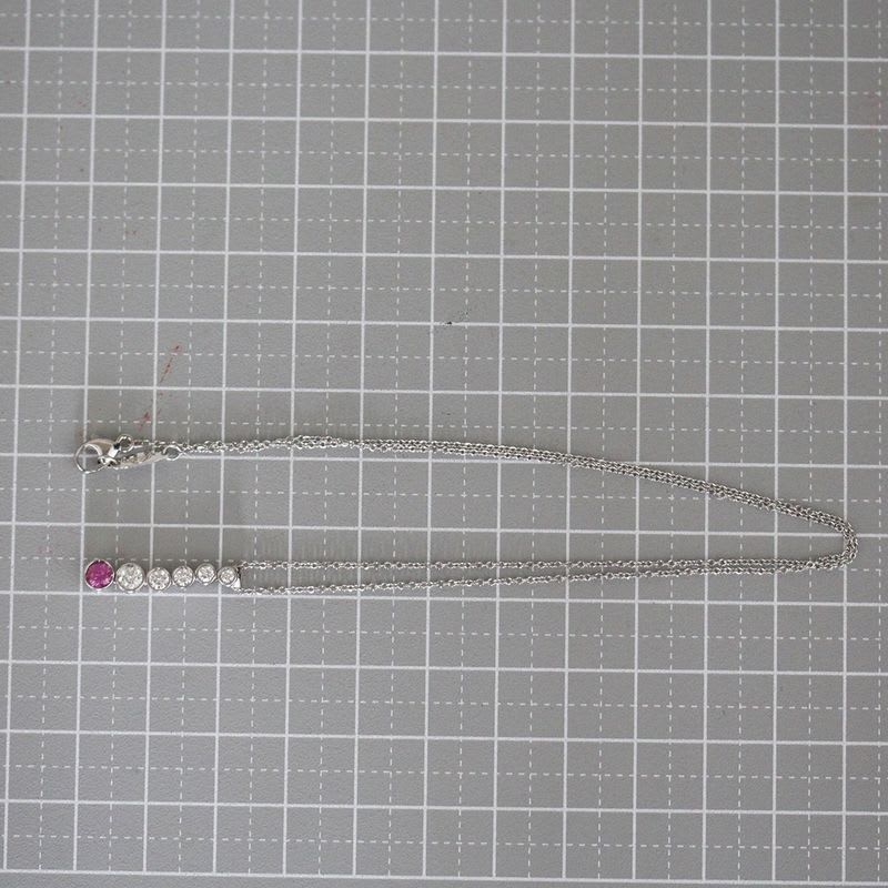Tiffany & Co Pink Sapphire Diamond Necklace Pt950 E1821