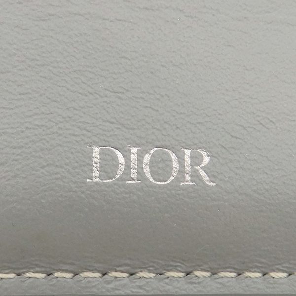Christian Dior CD 1947 Wallet Grain Calf Leather Gray Logo