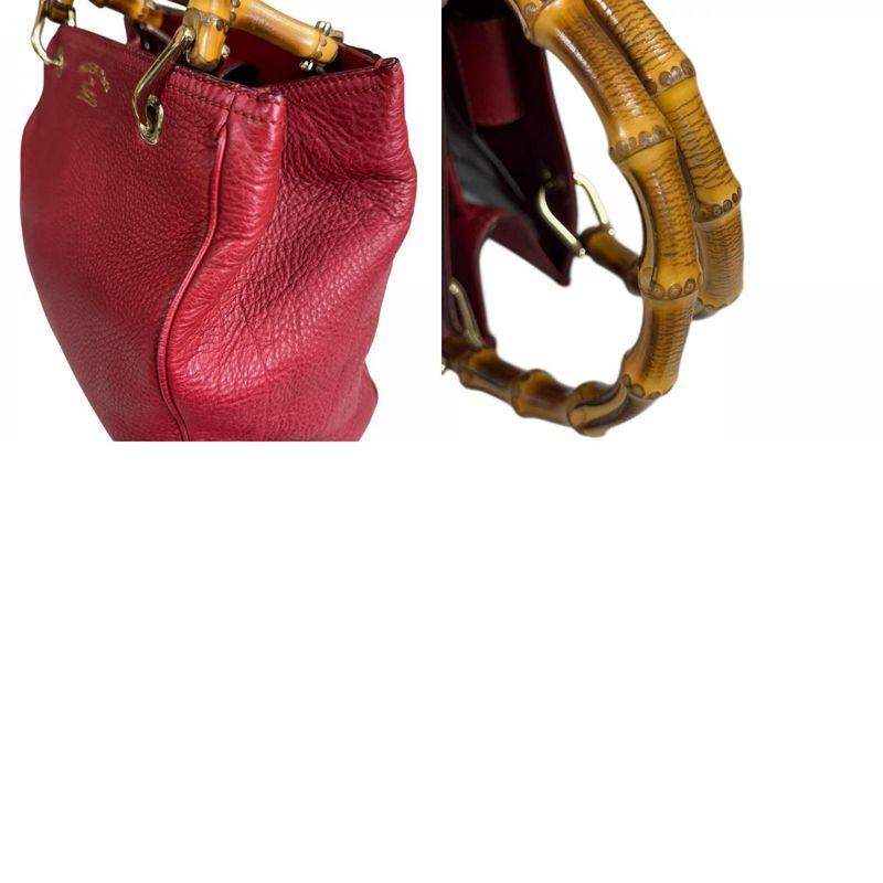 Gucci Bamboo Shoulder Bag Leather 336032 Red Ladies Gucci Preowned Gucci