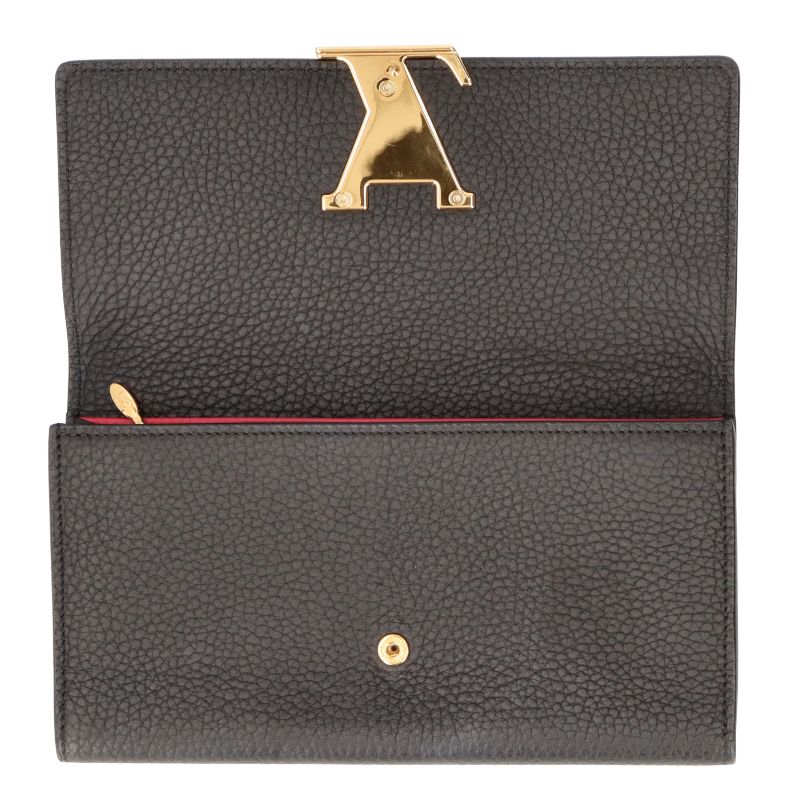 Louis Vuitton Portefeuille Capucines M61248 Taurillon Leather Women Noir Black