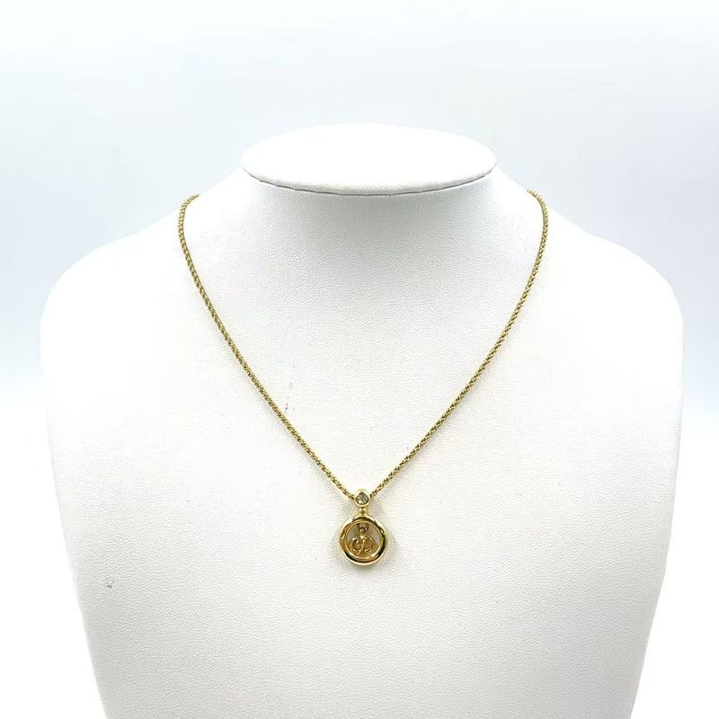 Christian Dior Circle CD Logo GP Gold Necklace