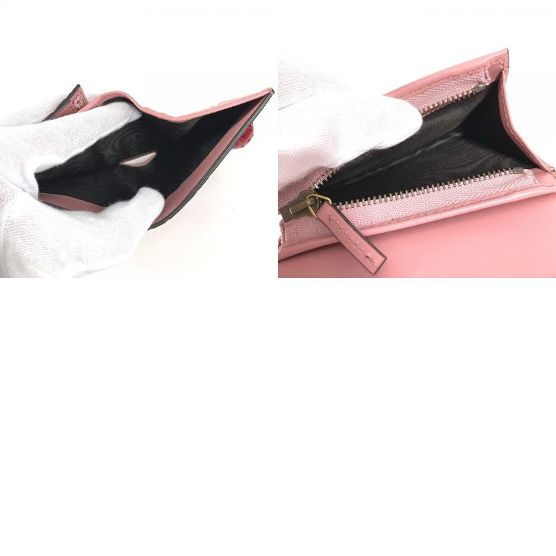 Gucci Bifold Wallet Cherry 476050 Striped Leather Pink