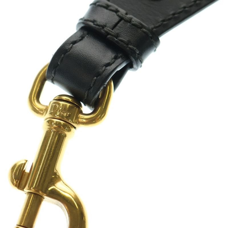 Christian Dior Oblique Shoulder Strap Navy Canvas Gold Hardware