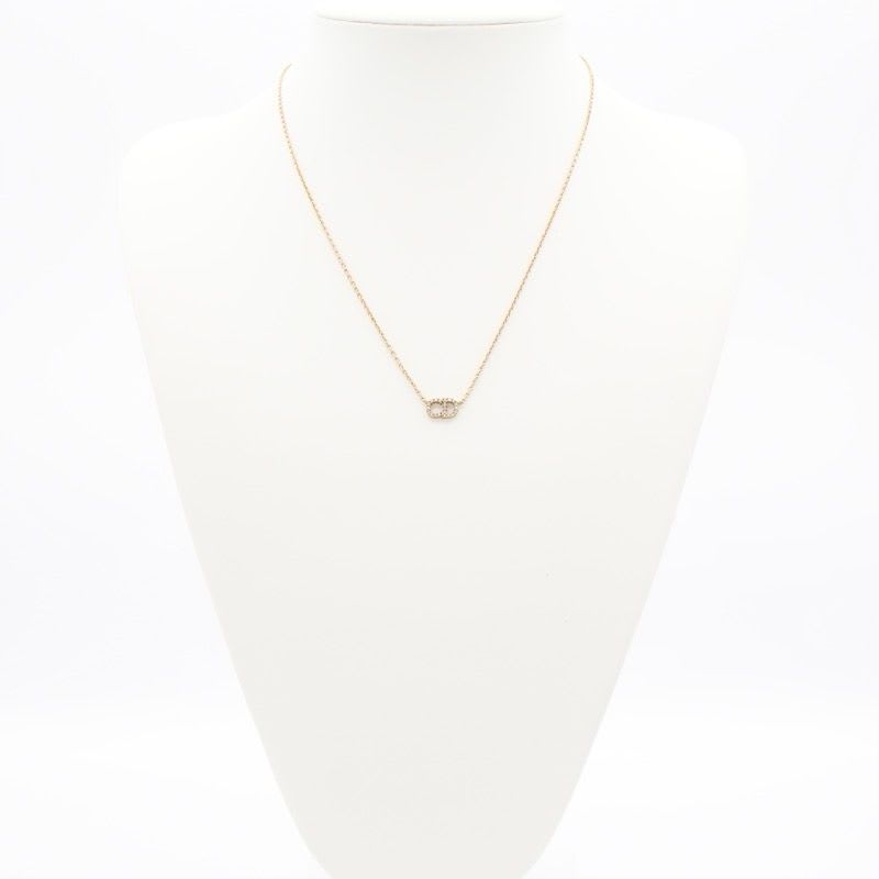 Christian Dior Clair D LUNE Necklace Pendant Choker Gold Logo Rhinestone