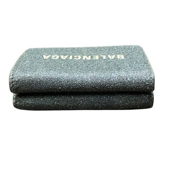 Balenciaga 551921 Black Lame Trifold Wallet For Women