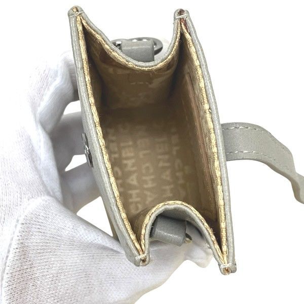 Chanel Coco Mark Lambskin Light Gray Cell Phone Case Branded Accessories Pouch