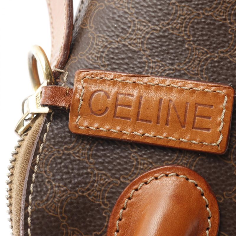 Celine Handbag Macadam Dark Brown/brown PVC Coated Canvas Leather Macadam 2way