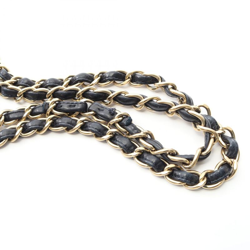 Chanel Shoulder Bag Matelasse W Flap Navy Lambskin Deca Matelasse Chain