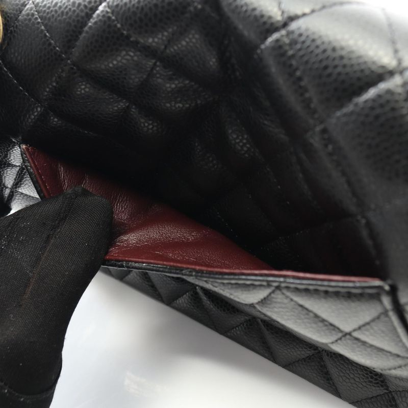 Chanel Shoulder Bag Matelasse W Flap Black Leather Calf Matelasse Double Flap