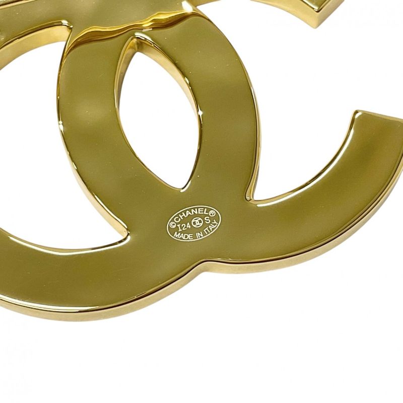 Chanel Brooch Corsage Black Gold Here Mark