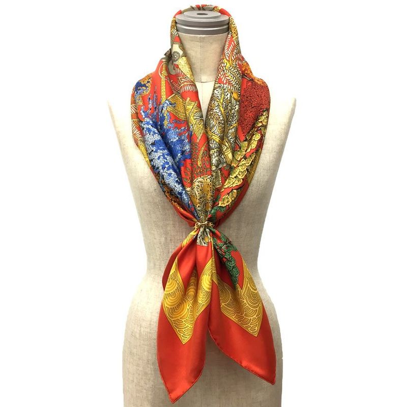 Hermes Scarf Carré 90 Les Legendes De L'arbre Legend Of The Trees Silk Orange