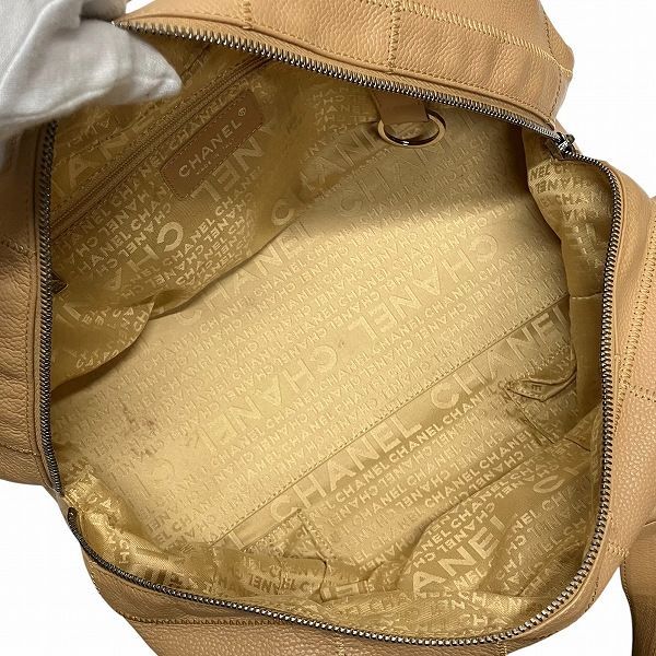 Chanel Choco Bar A26135 Beige Caviar Skin Bag Handbag Women