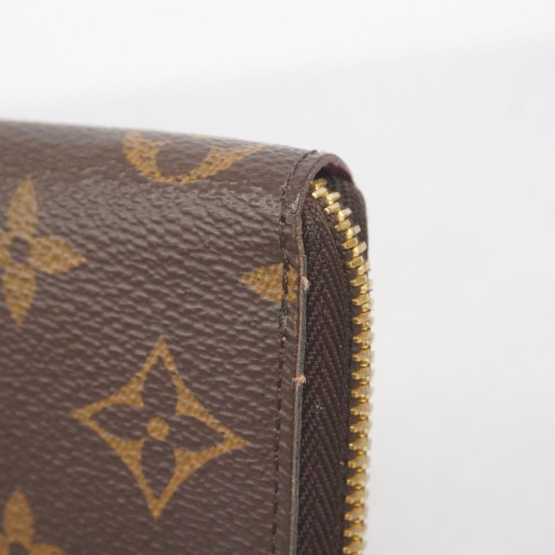 Louis Vuitton Long Wallet Monogram Portefeuille Cles Mance M60742 Brown Fuchsia