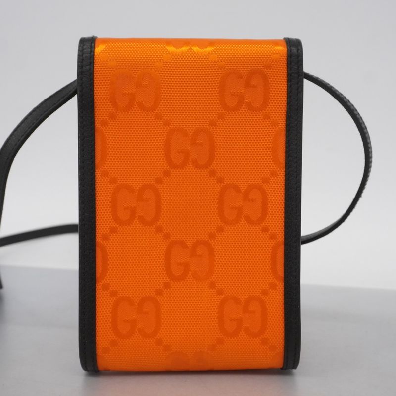 Gucci Shoulder Bag Jumbo GG 625599 Canvas Orange Black Silver Hardware Men