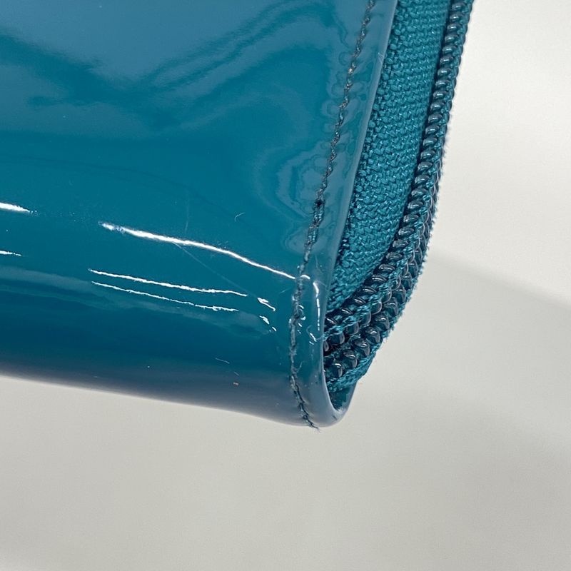 Chanel Long Wallet Patent Leather Blue Silver Hardware Women