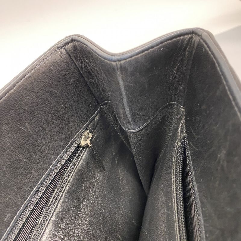 Chanel Handbag Choco Bar Lambskin Black Silver Hardware Women