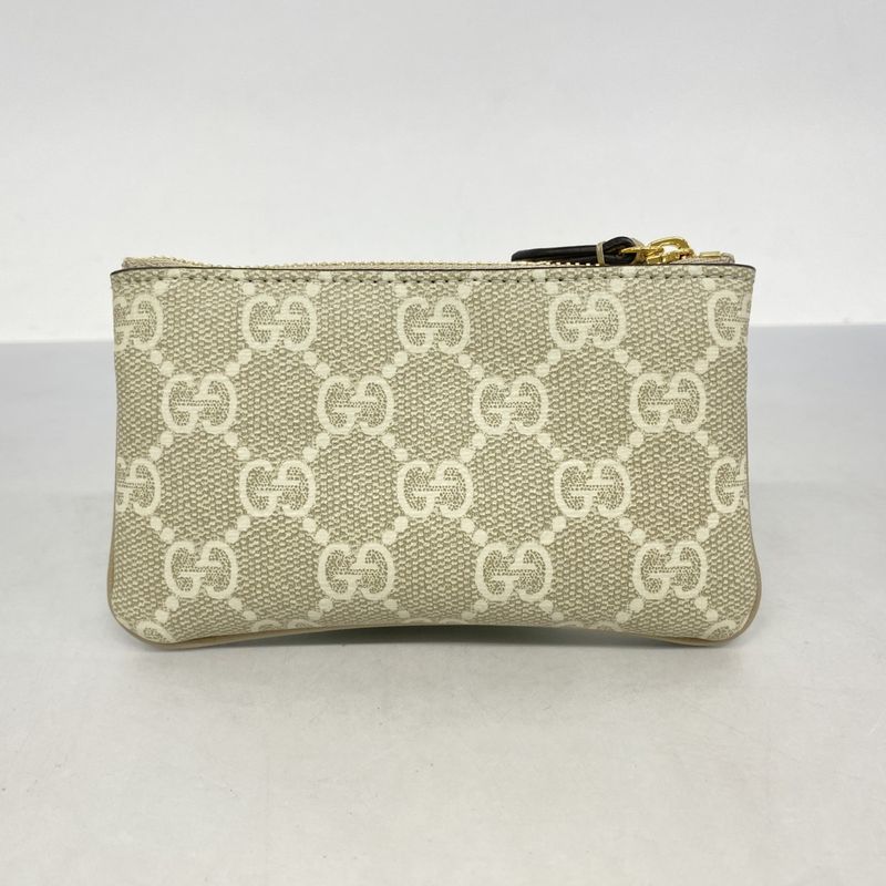 Gucci Coin Case GG Supreme 772321 PVC Ivory Gold Hardware Men Women Unisex