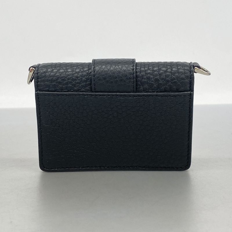 Fendi Pochette Micro Flat Bucket Leather Black Silver Hardware Men Women Unisex