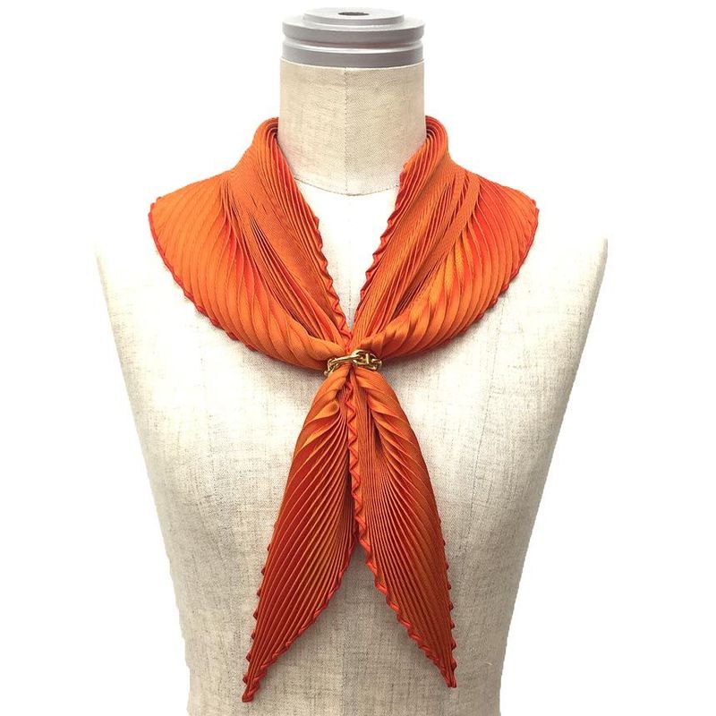 Hermes Pleated Carré Pleated Scarf None Monochrome Orange New Old Aq11817