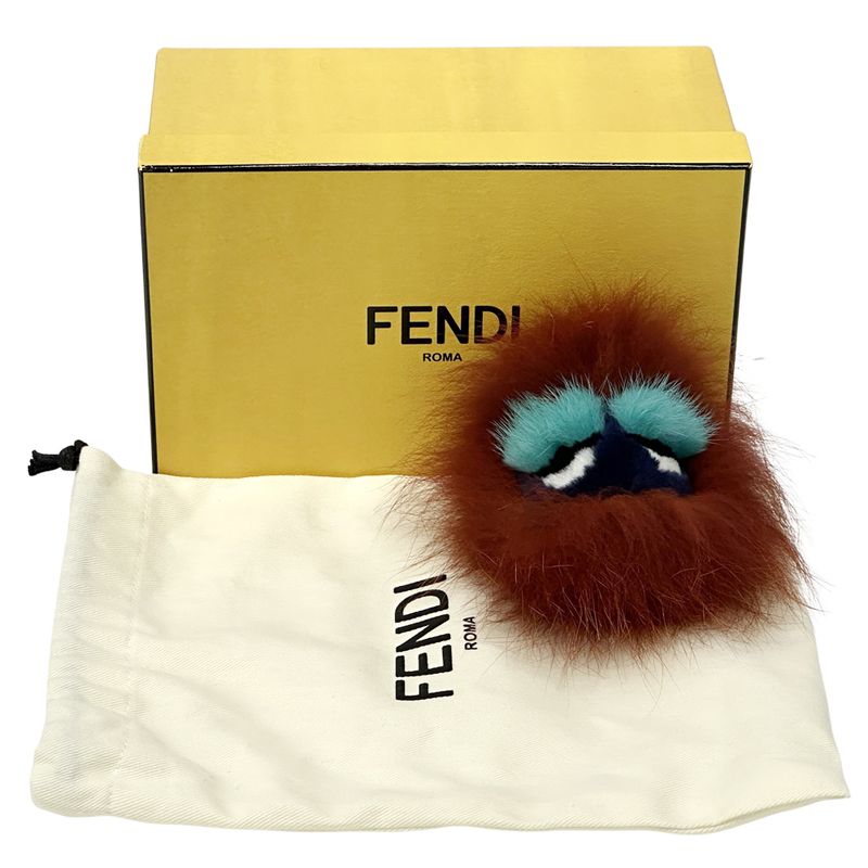Fendi Charm Women's Men's Brand Bag Bugs Monster Faux Fur Bag Charm Brown