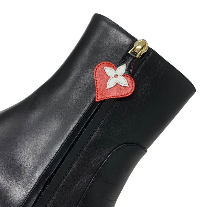 Louis Vuitton Silhouette Line Monogram Boots Short Shoes Leather Black