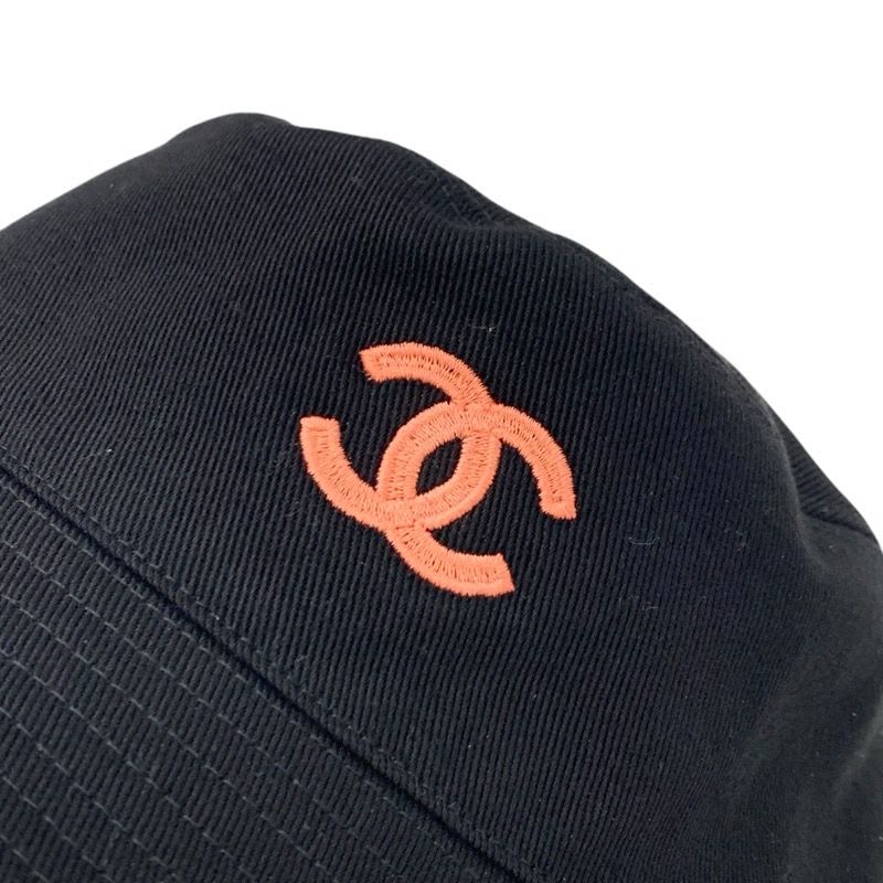Chanel Hat Cotton Black Multicolor Coco Mark Bucket Reversible