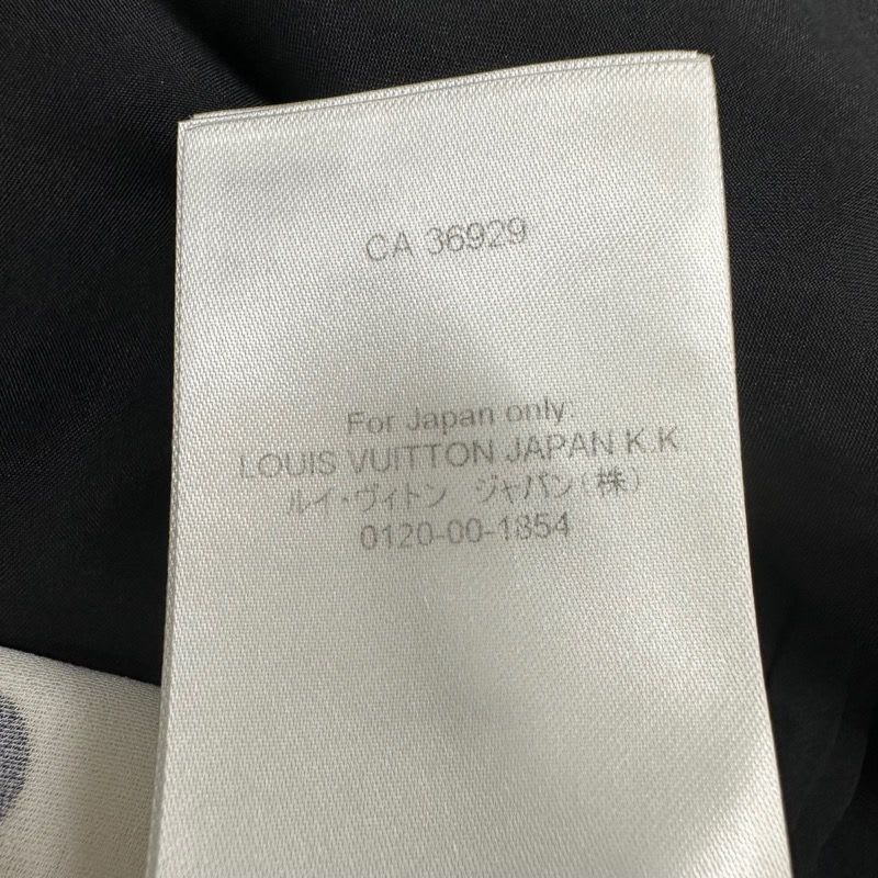 Louis Vuitton Dress Silk Black White Logo Dot Pattern Collar
