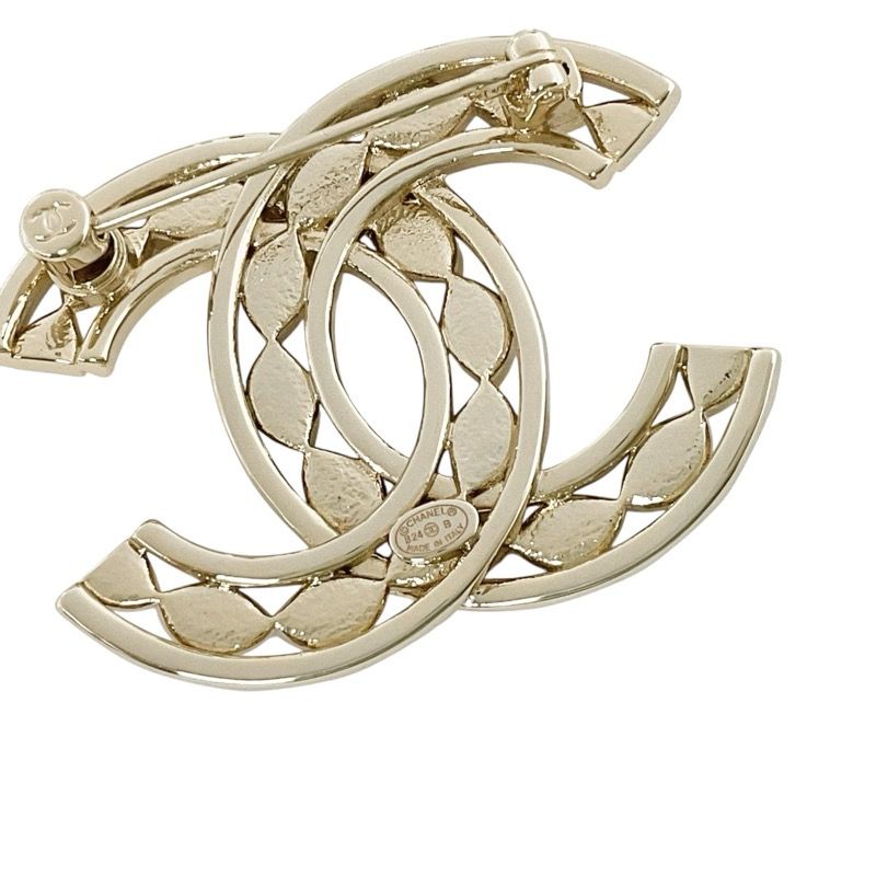 Chanel Brooch Corsage Gold Here Mark Rhinestone