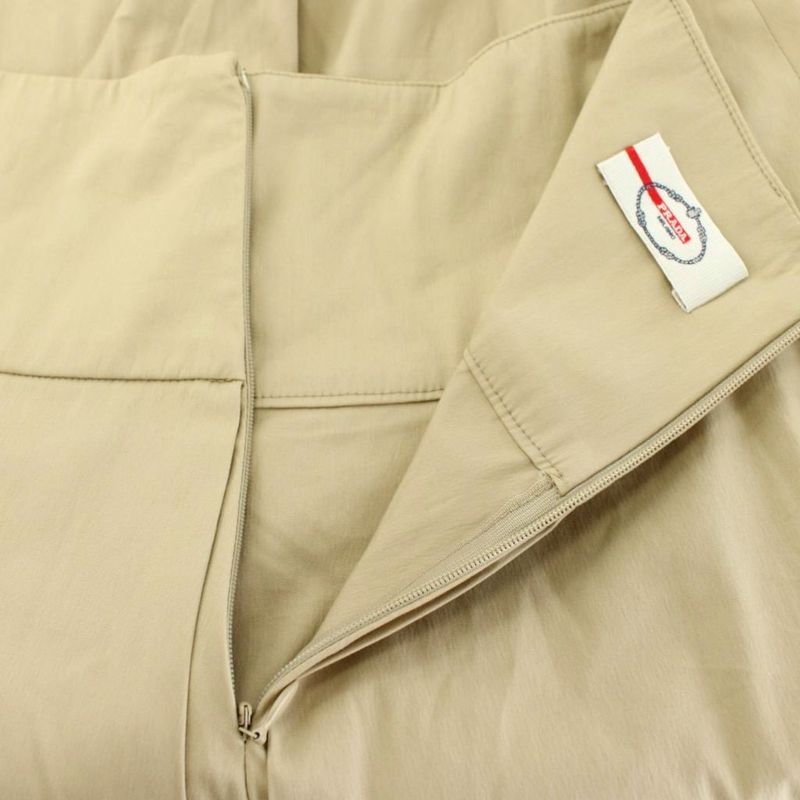 Prada Flared Skirt Knee Length Stretch 40 Beige 21h578 S131 KU