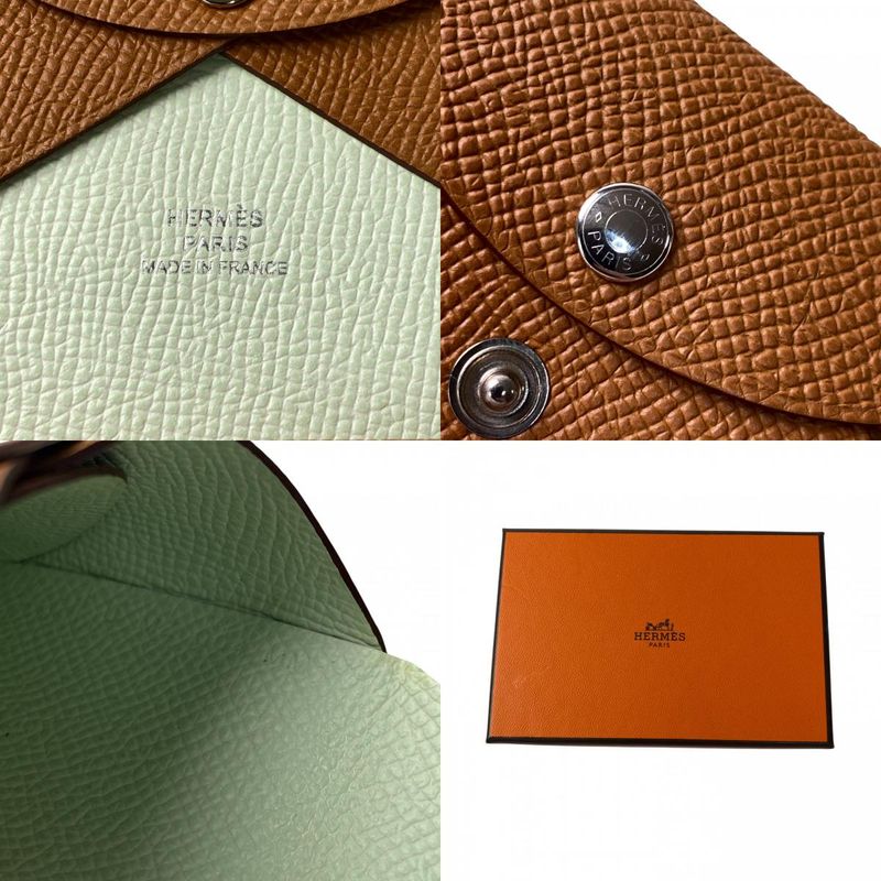Unused Hermes Women's Calvi Duo Verso U Engraved Coin Case Epson
