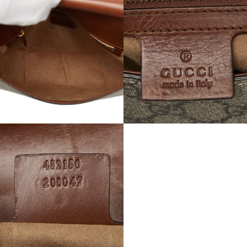 Gucci GG Supreme Crossbody Shoulder Bag 432150 Beige Brown PVC Leather Women's