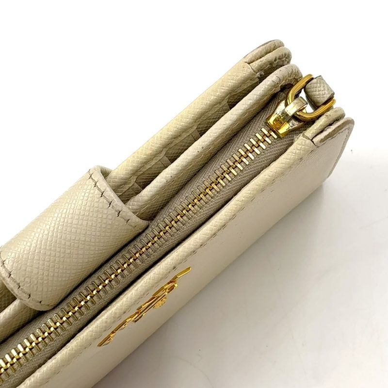 Prada Saffiano Multic Bifold Wallet Saffiano Leather Beige Wallet 1ml225