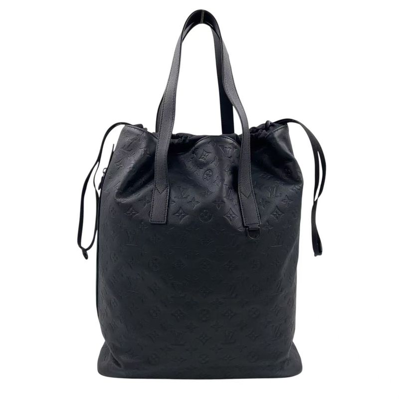 Louis Vuitton Monogram Helmet Drawstring RFID Compatible Leather Black Tote Bag