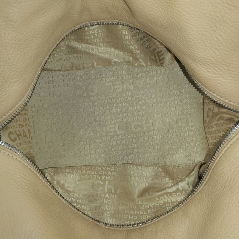 Chanel Boston Bag Calf Leather Beige