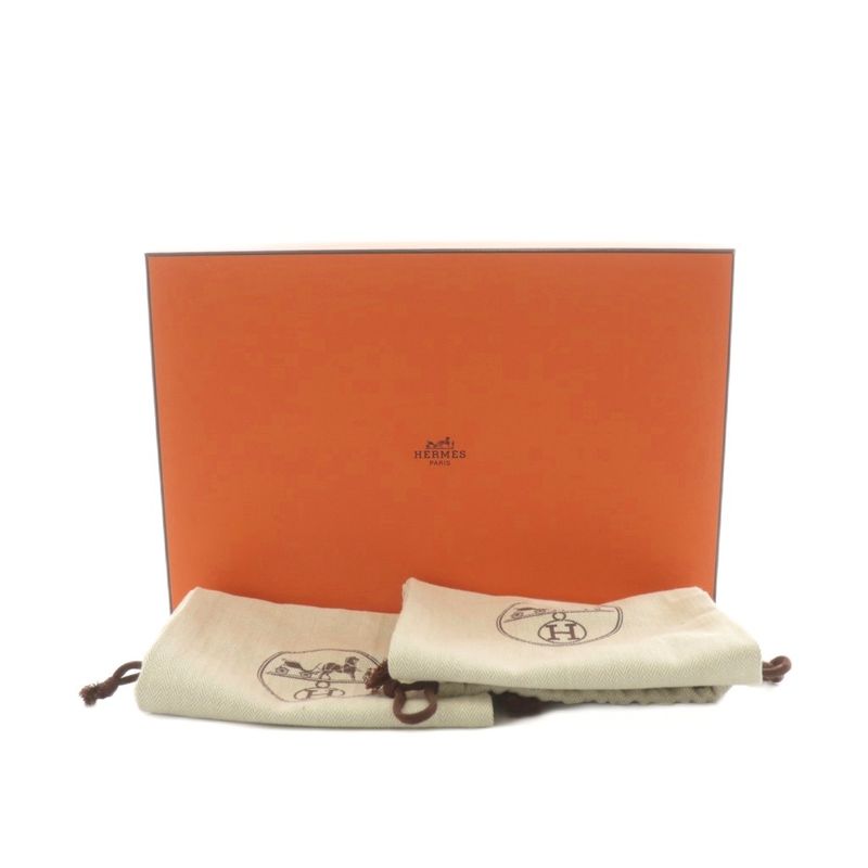 Hermes Antigua Sandals Espadrille Leather 41 Beige Black 201485zh AN4 AA