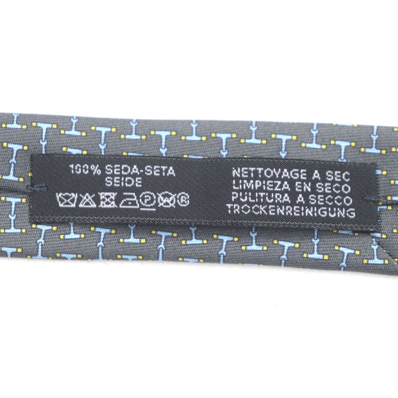 Hermes 6331 Dancing BIT 100% Silk Cravat H Overall Design Tie Gray Light Blue