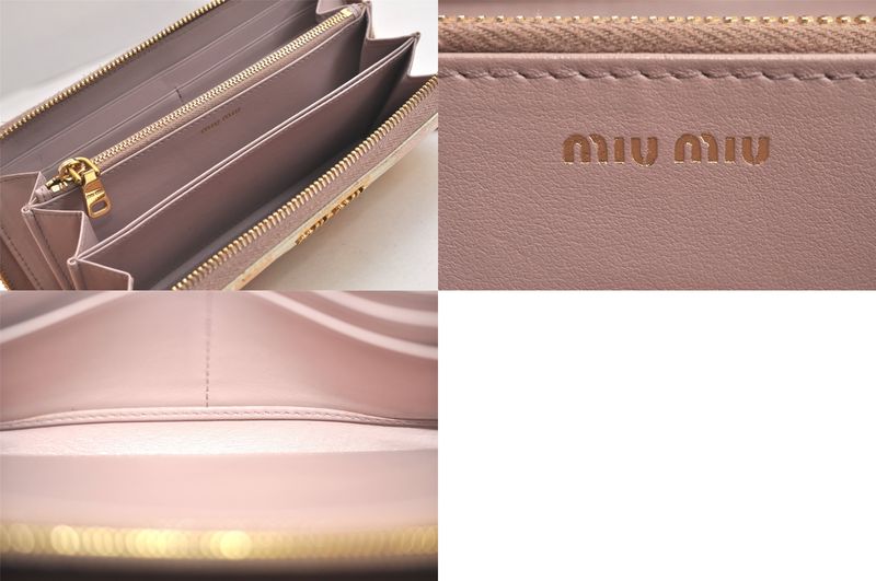 Miu Miu Prada Long Wallet Key Pass Case Leather Pink Red 4 Sets 4145n