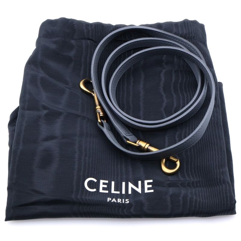 Celine Luggage Nano Shopper Leather 2WAY Hand Shoulder Bag Gold Hardware Gray