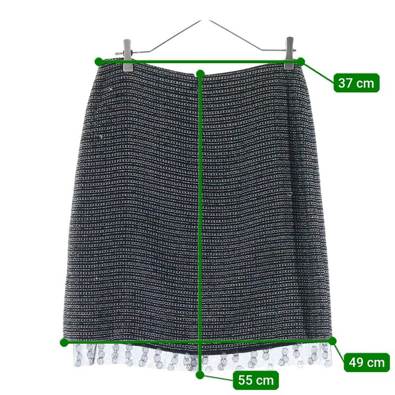 Chanel Coco Mark Tweed Sheer Embellished Tight Skirt Black/white 03A P22357v1314