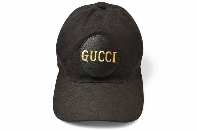 Gucci Baseball Cap Hat Gucci Gold Foil Embossed GG Black 576253 4hg53 1060 Size