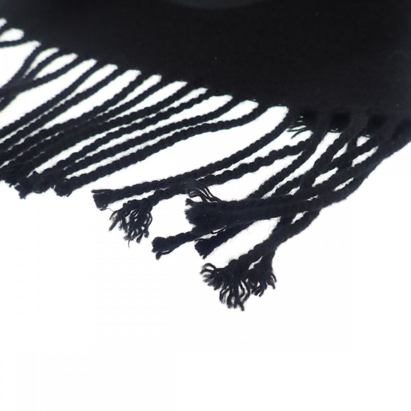 Chanel Coco Mark Scarf Wool Cashmere Black Ladies [A Rank