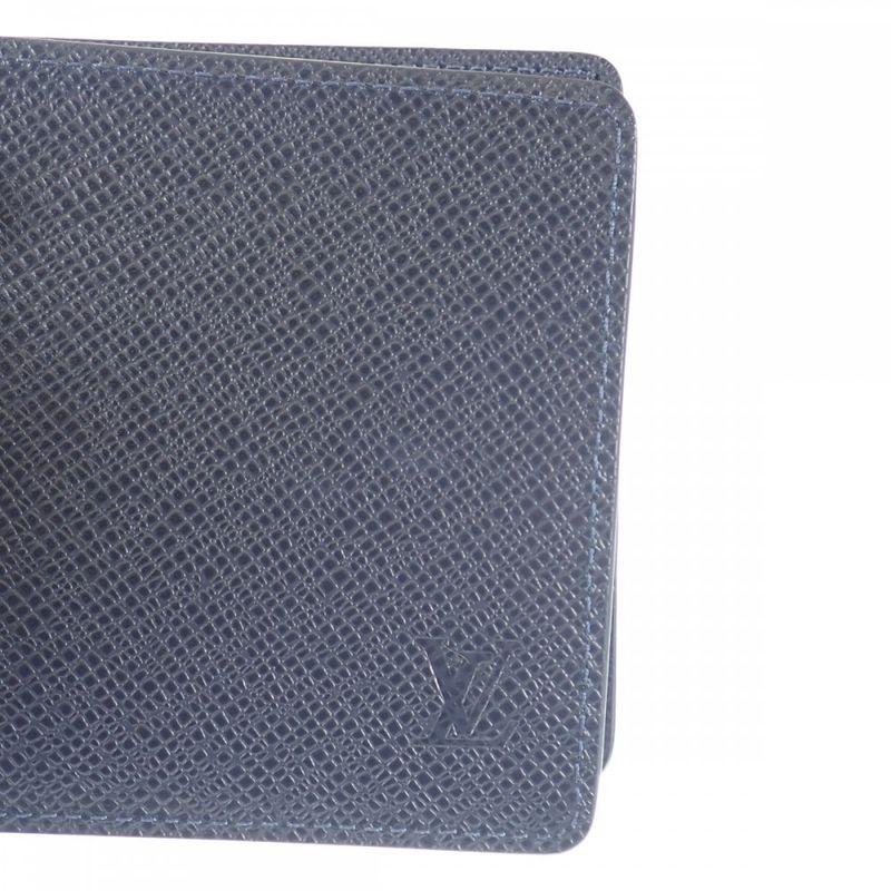 Louis Vuitton Portefeuille M30530 Bifold Wallet Taiga Blue Marlene Men's [grade