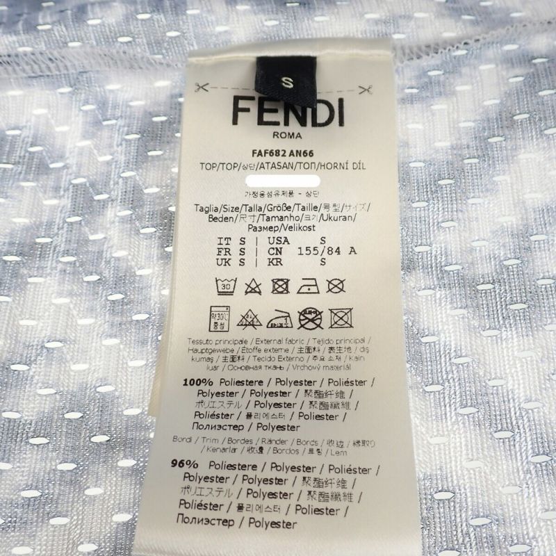Fendi Technical Mesh Faf682an66f1krn Short Sleeve T-shirt Polyester Blue Size S